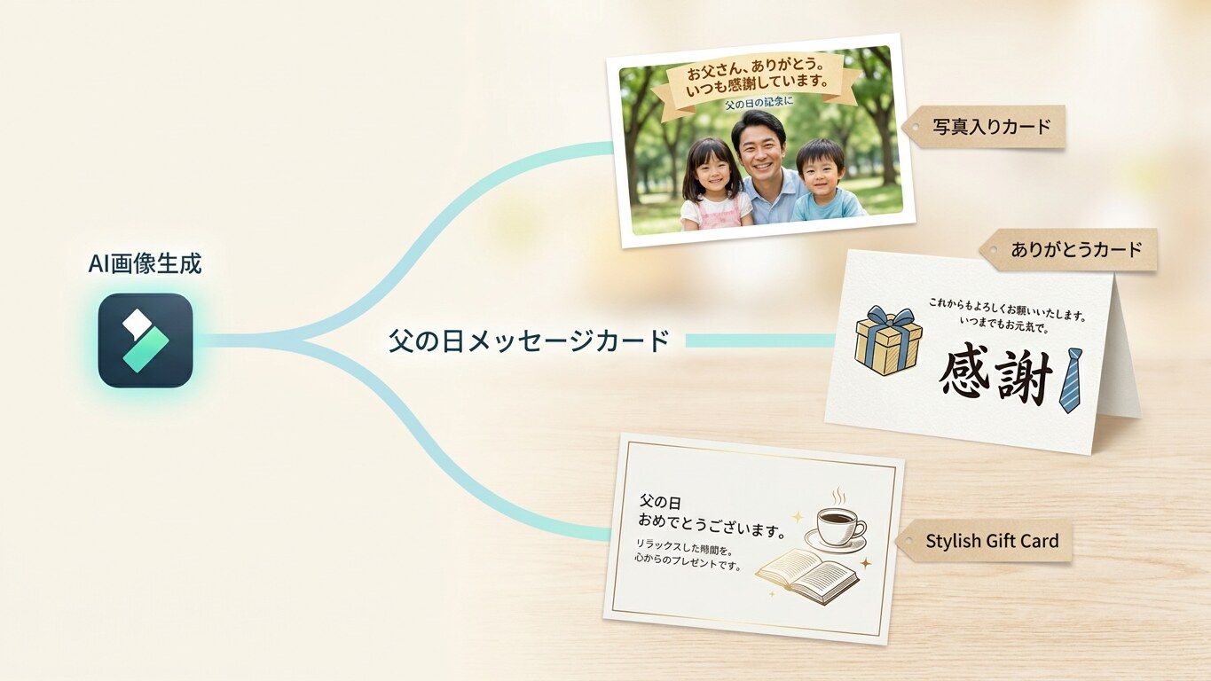 FilmoraのAI画像生成で父の日メッセージカードそのものを作る