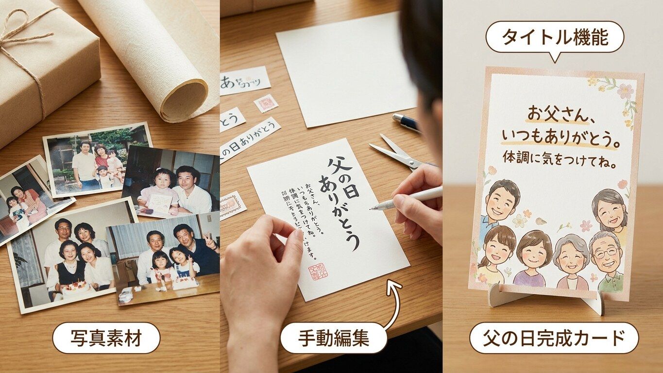 Filmoraのタイトル機能で父の日メッセージカードを手動編集する