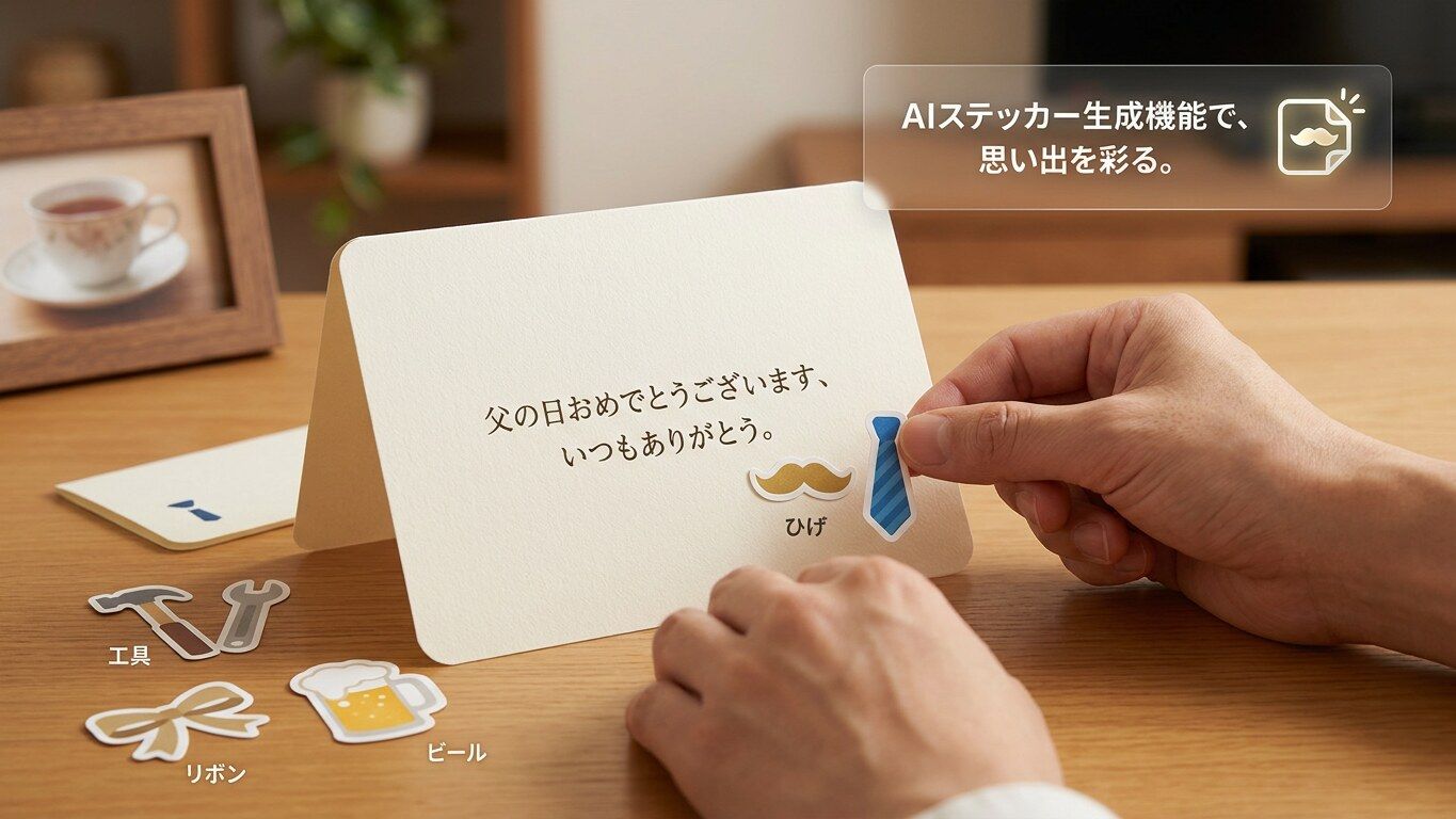 FilmoraのAIステッカー生成で父の日メッセージカードを仕上げる