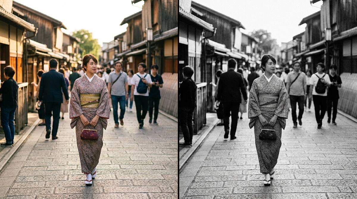 Filmoraの色調補正で画像を白黒にする機能紹介