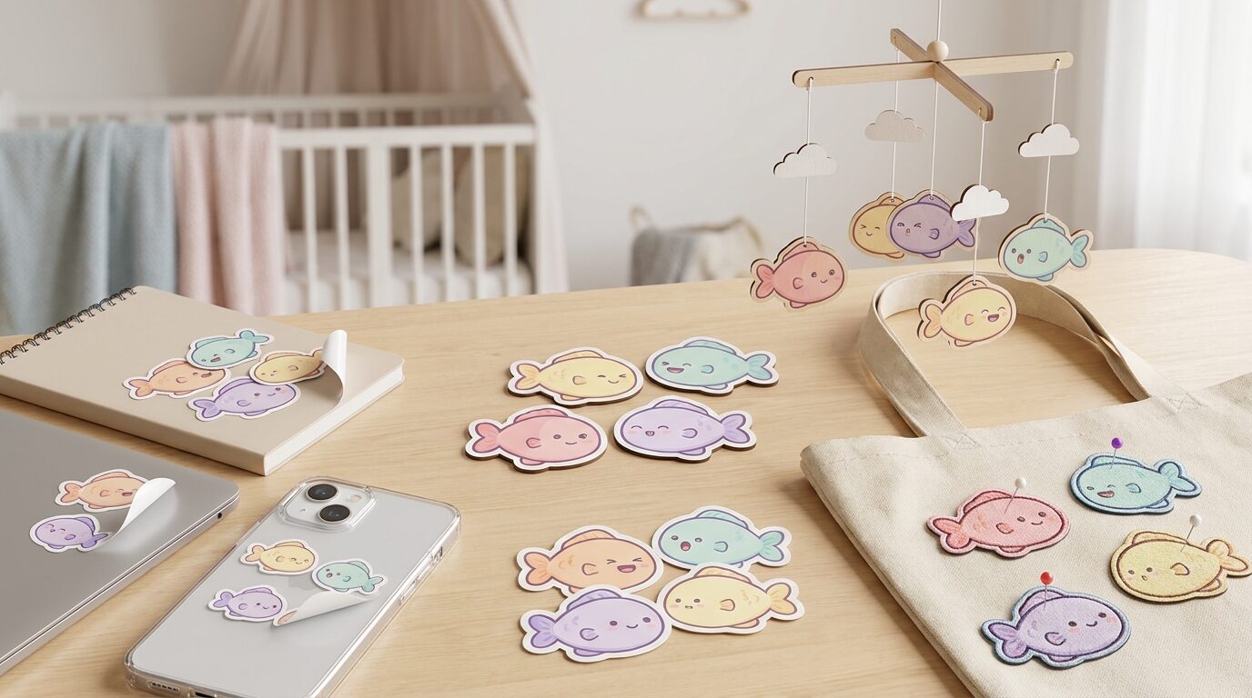 FilmoraのAIステッカーで魚イラストを活用するイメージ