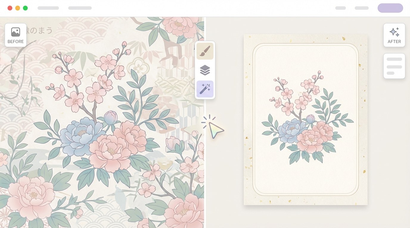 Filmoraで花イラストの切り抜きと背景調整