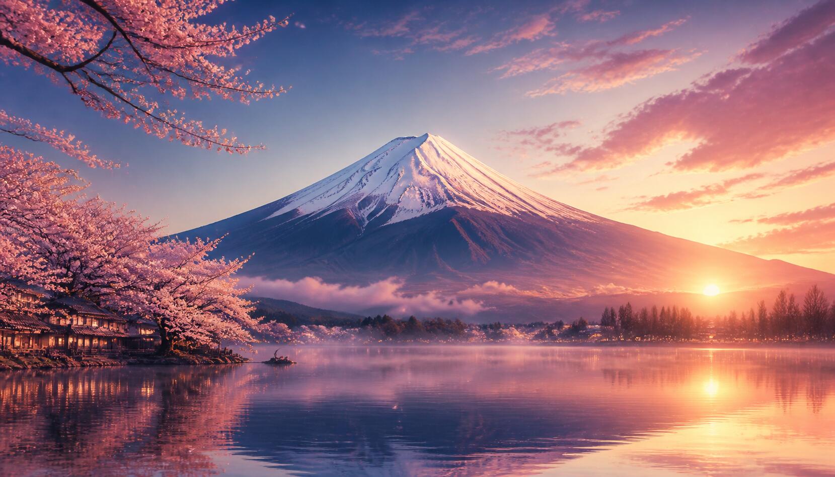 FilmoraのAI画像から動画生成で富士山イラストを動かすイメージ