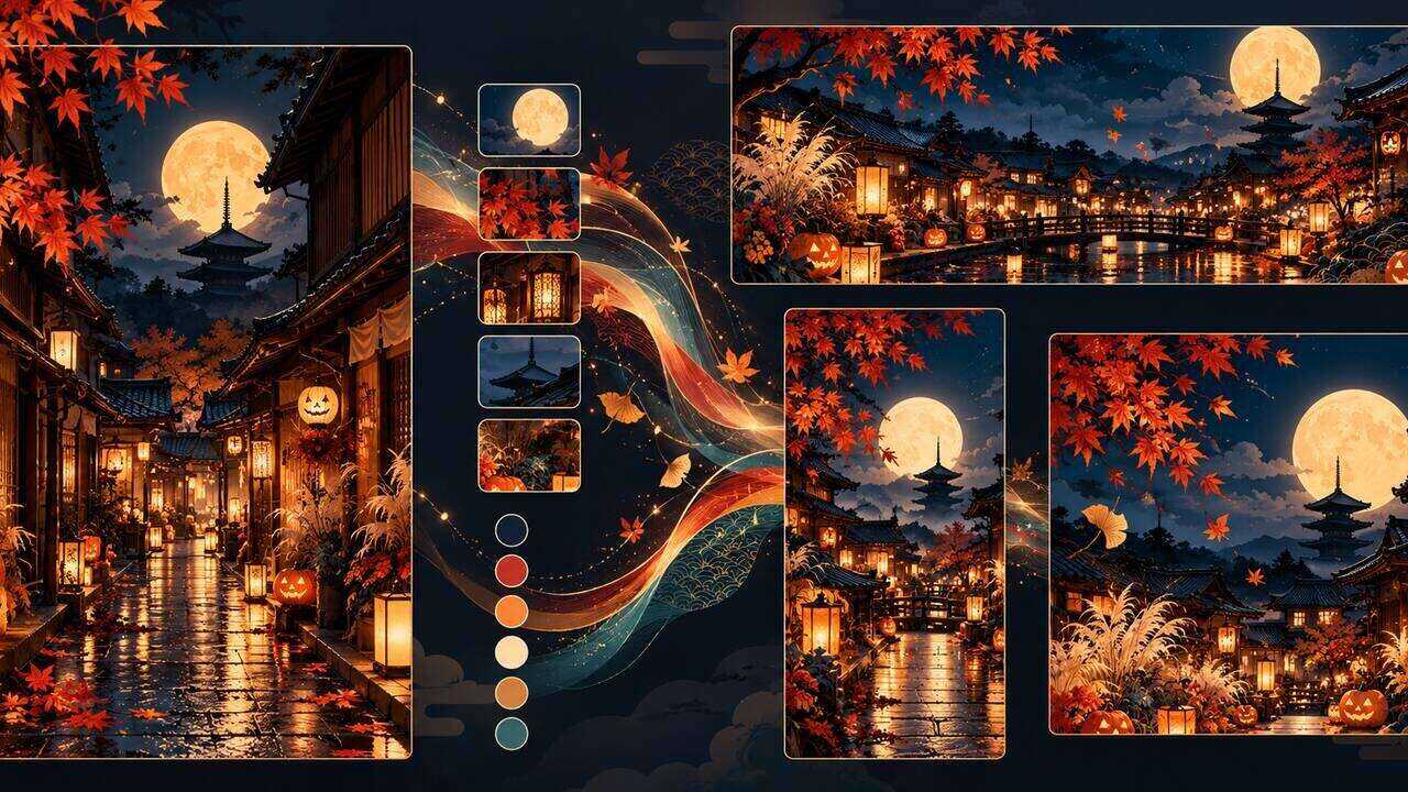 FilmoraのAI画像からプロンプト生成でハロウィン背景を展開