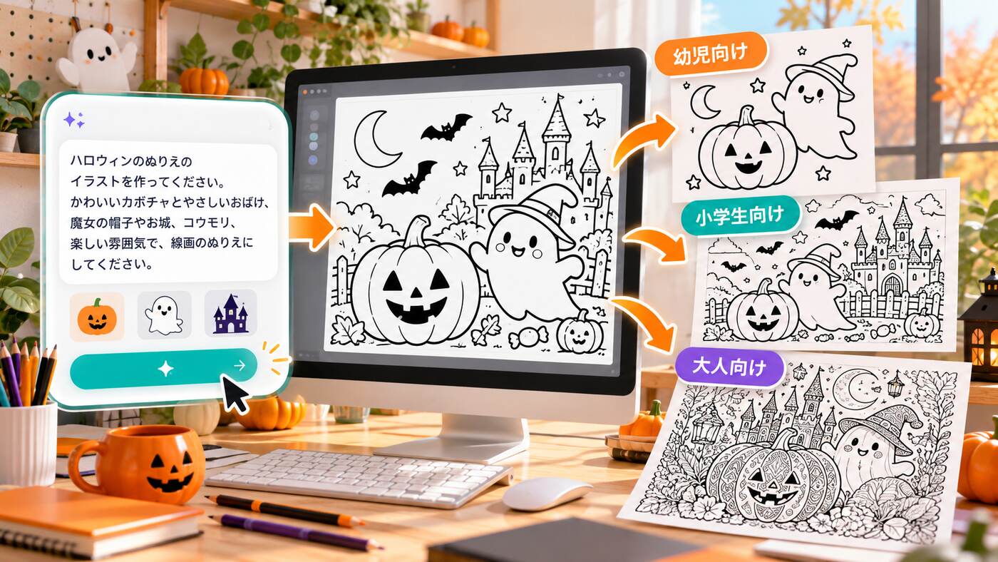 GPT Image 2でハロウィン塗り絵を生成する使用例