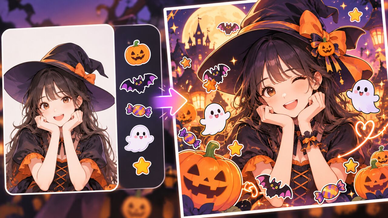 FilmoraのAIステッカーでハロウィン装飾を追加