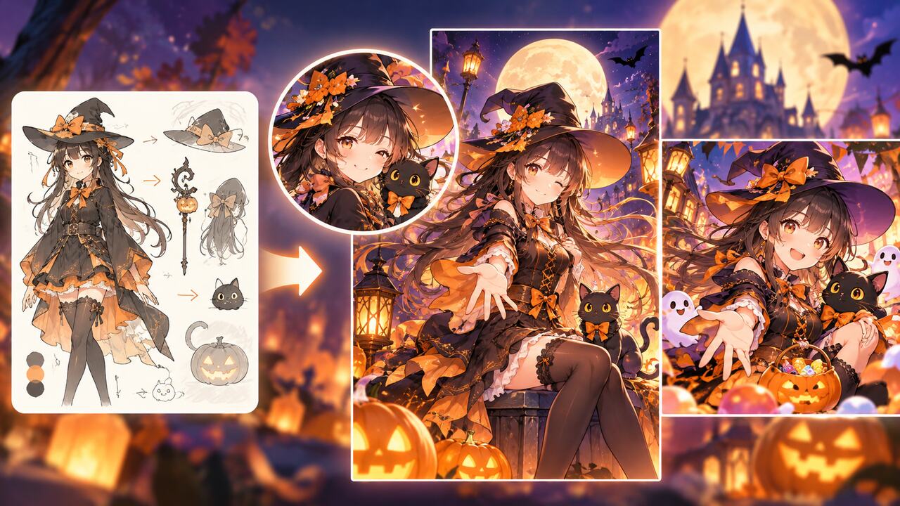 FilmoraのGPT Image 2でハロウィンコスプレイラストを生成