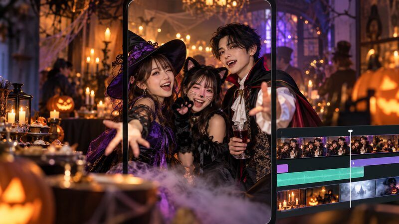 AI画像から動画生成でハロウィン仮装写真を動画化