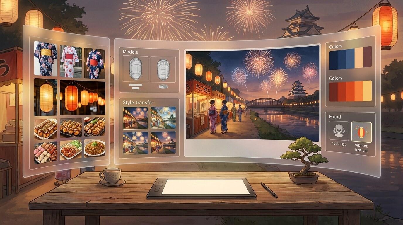 花火大会の元画像を作るAI画像生成機能