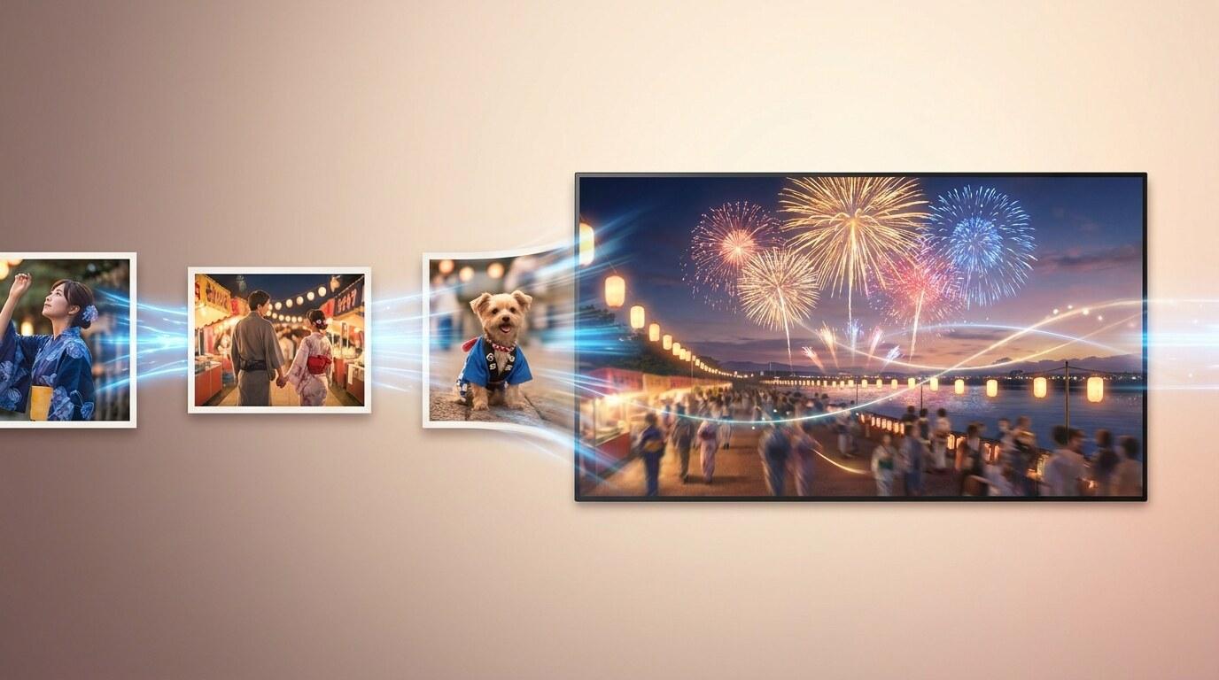 花火大会の写真を動かすAI画像から動画生成機能