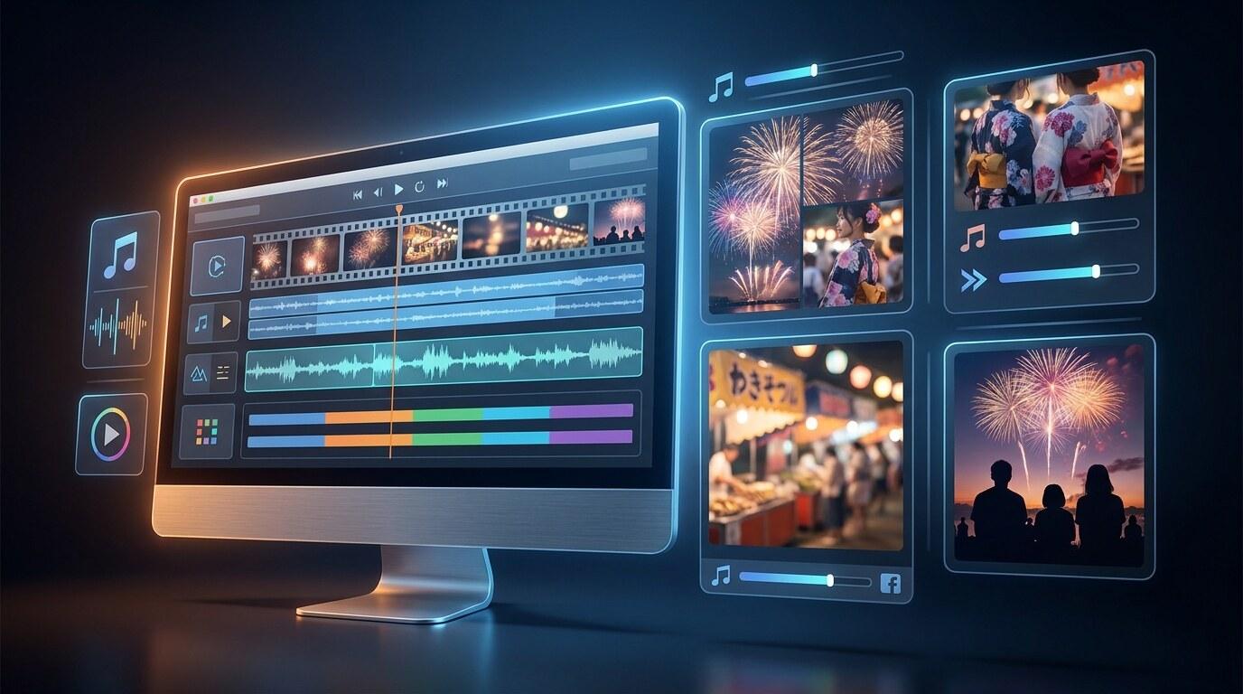 花火大会動画をショートに整える機能