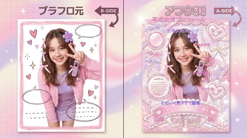 Filmoraで平成女児画像に文字入れとレイアウト調整