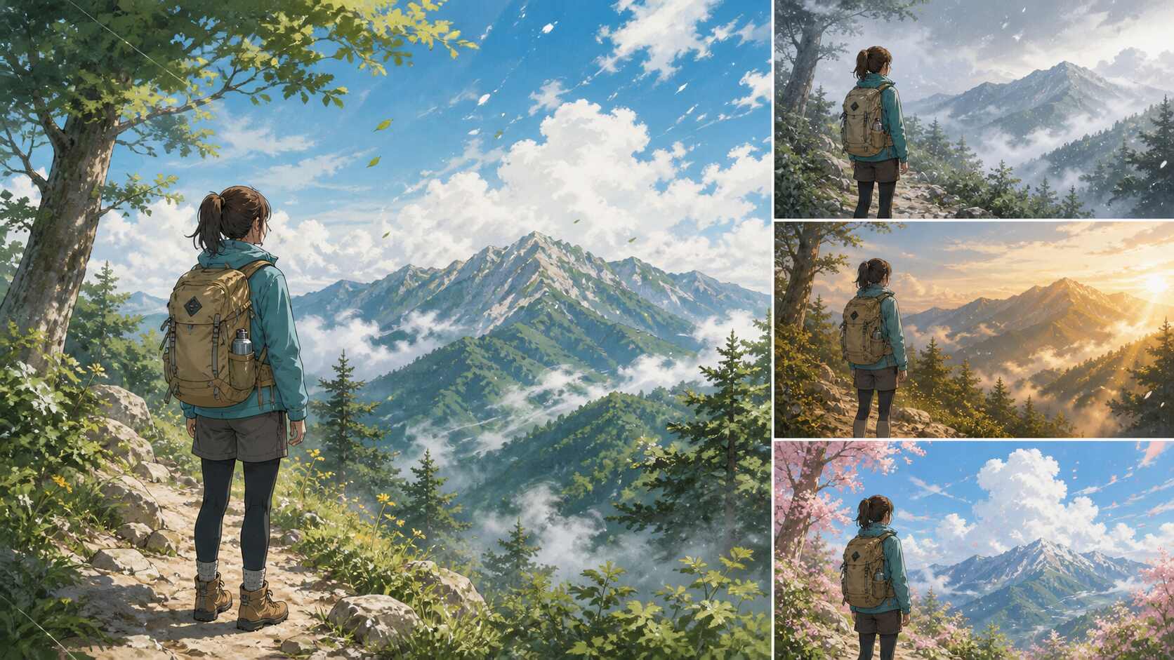 FilmoraのAI画像から動画生成でハイキングイラストを動かすイメージ