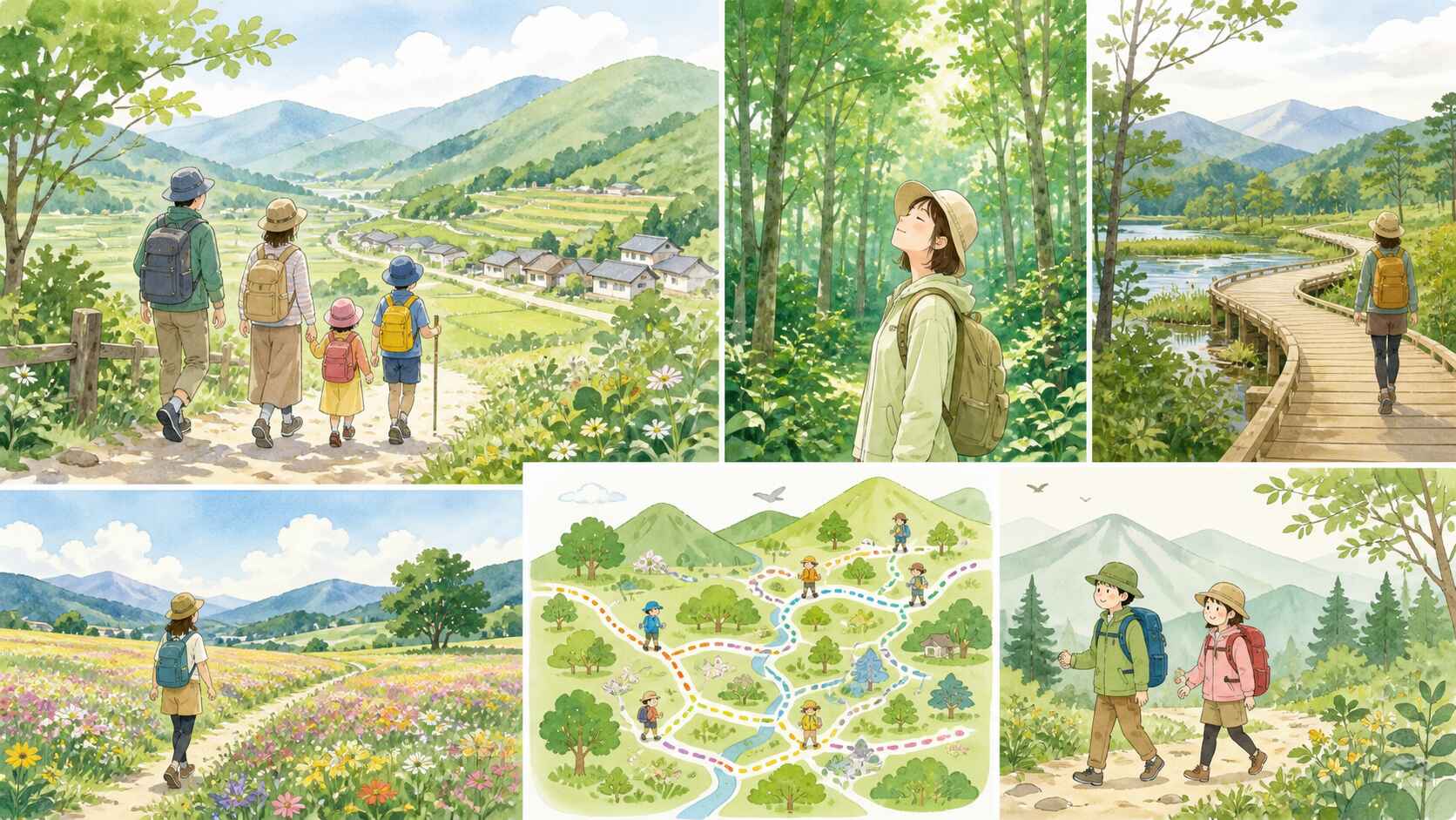 FilmoraのAI画像生成でハイキングイラストを用途別に生成するイメージ