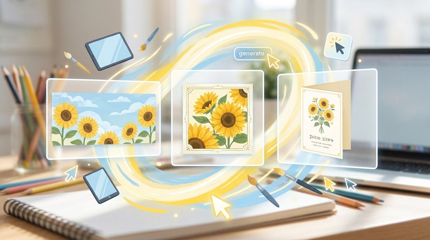 FilmoraのGPT Image 2でひまわり イラストを活用するイメージ