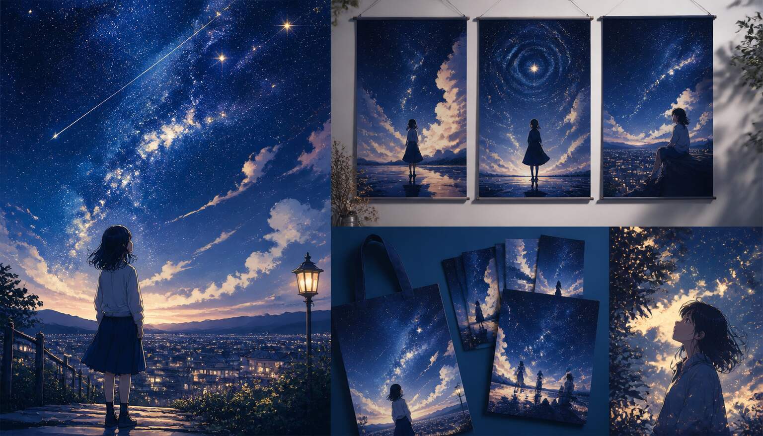 FilmoraのポスターAIで星空イラストを活用するイメージ