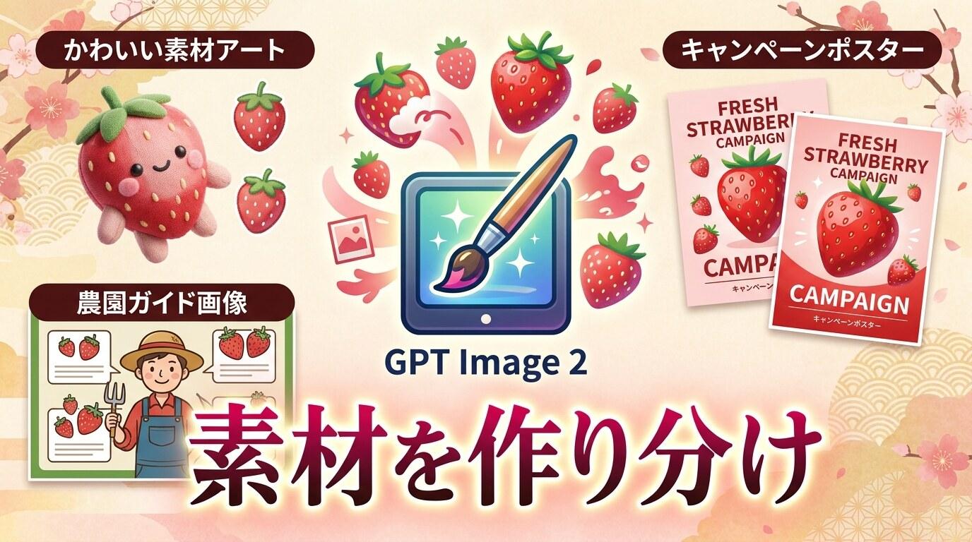 FilmoraのGPT Image 2でいちごイラストを作成