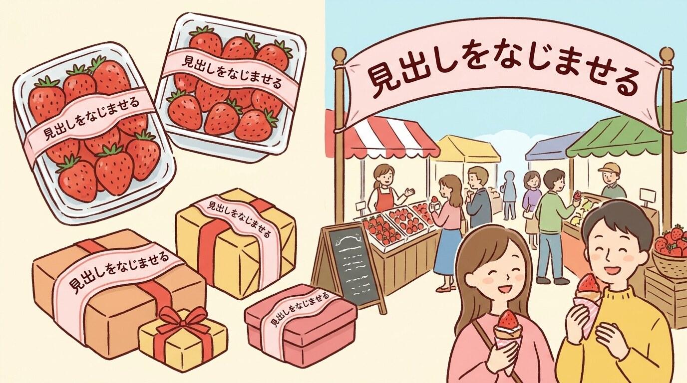 Filmoraのテキストパスでいちごラベルや見出しを仕上げる