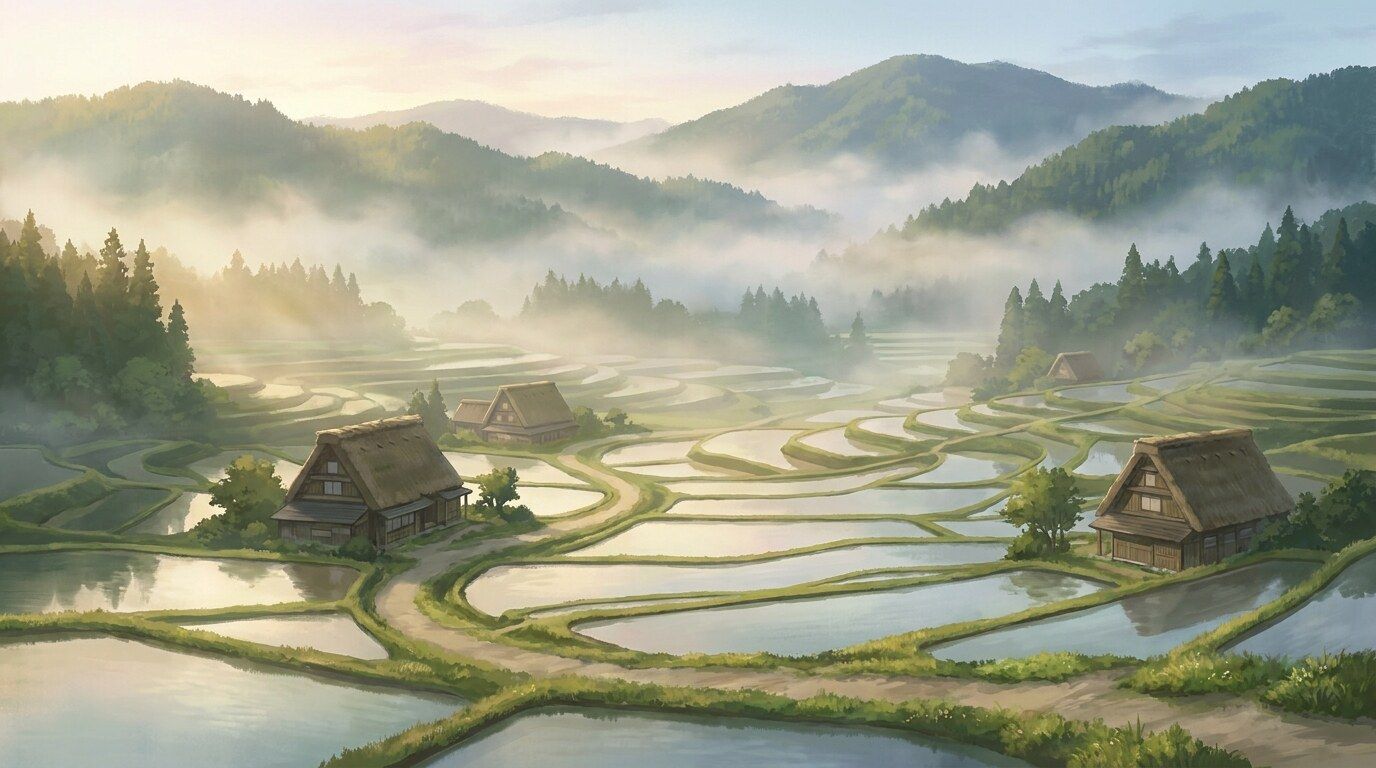 田舎風景イラスト