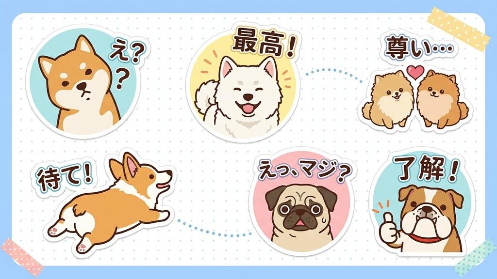 FilmoraのAIステッカーで犬ミームを返信素材にする