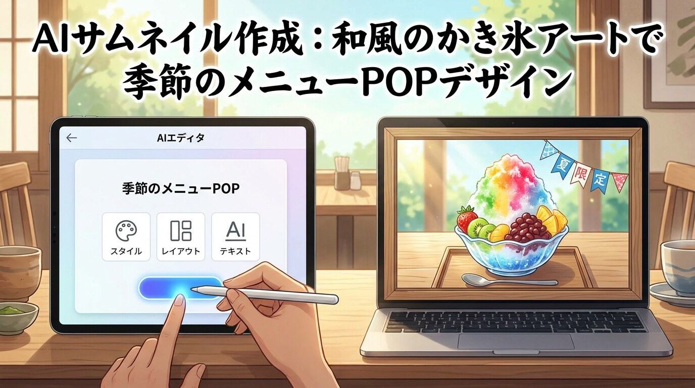 FilmoraのAIサムネイルエディターでかき氷告知を仕上げる