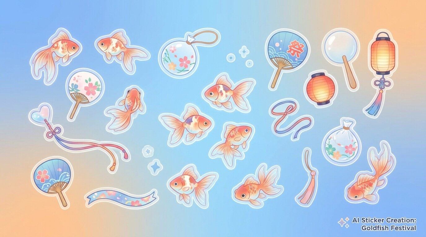 AIステッカーで金魚すくい装飾素材を作る