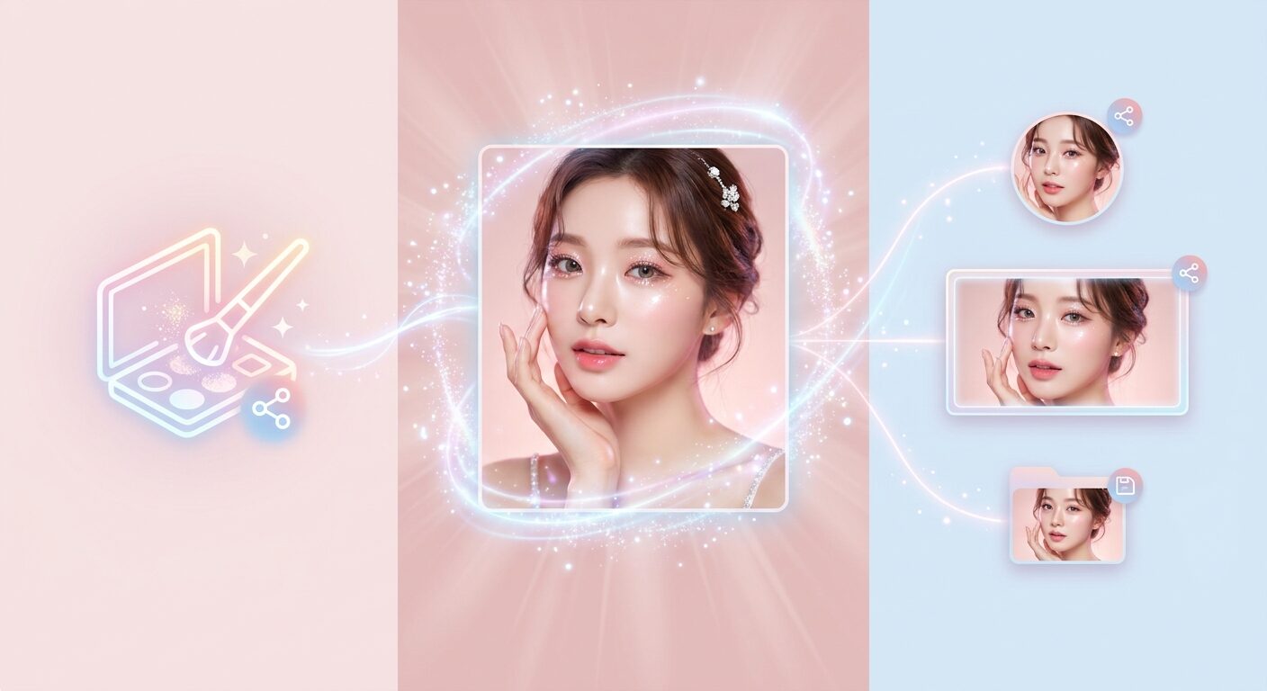 FilmoraのAI画像生成で韓国アイドル風画像を作るイメージ