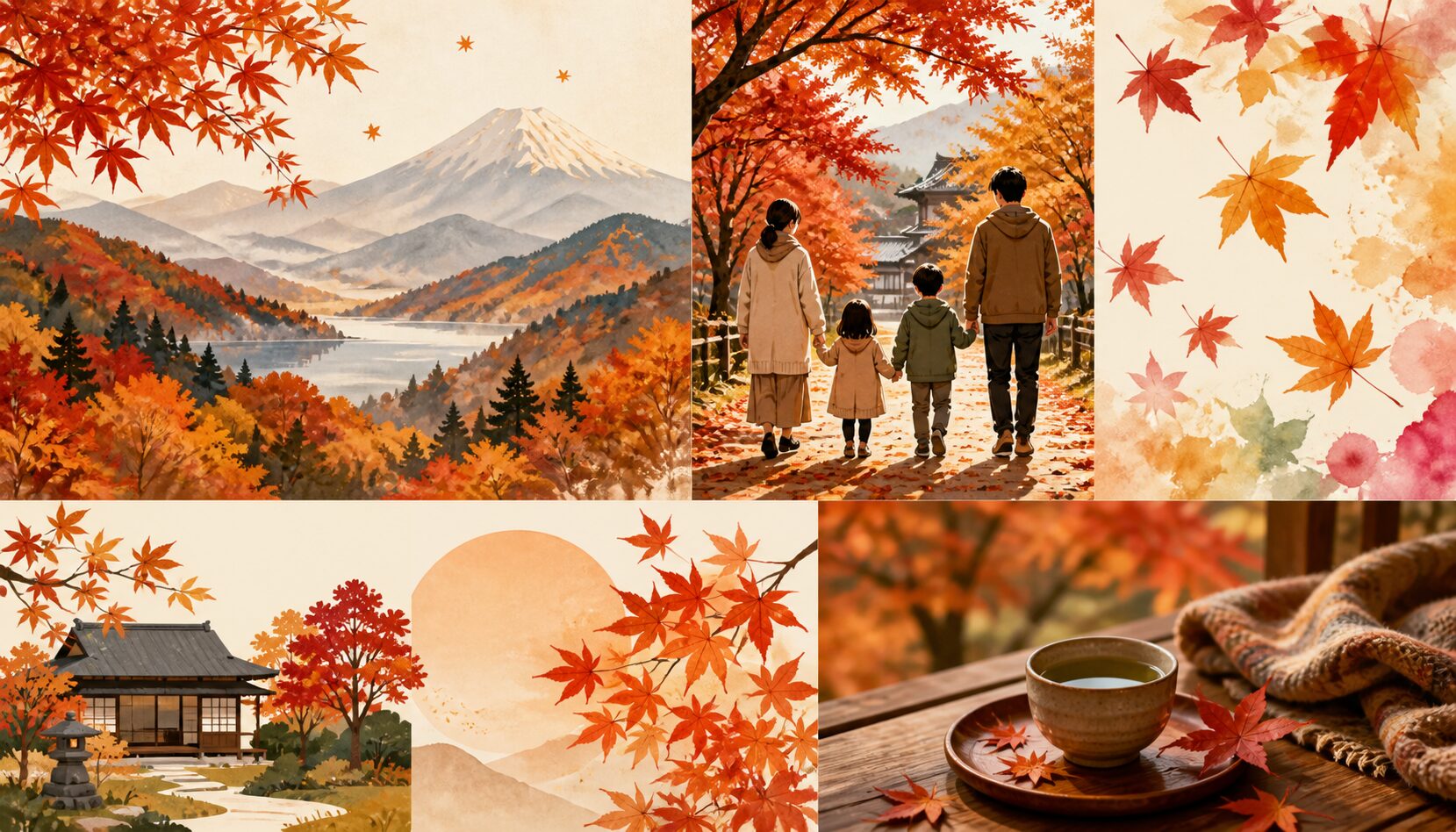 FilmoraのAI画像生成で紅葉イラストを用途別に作るイメージ
