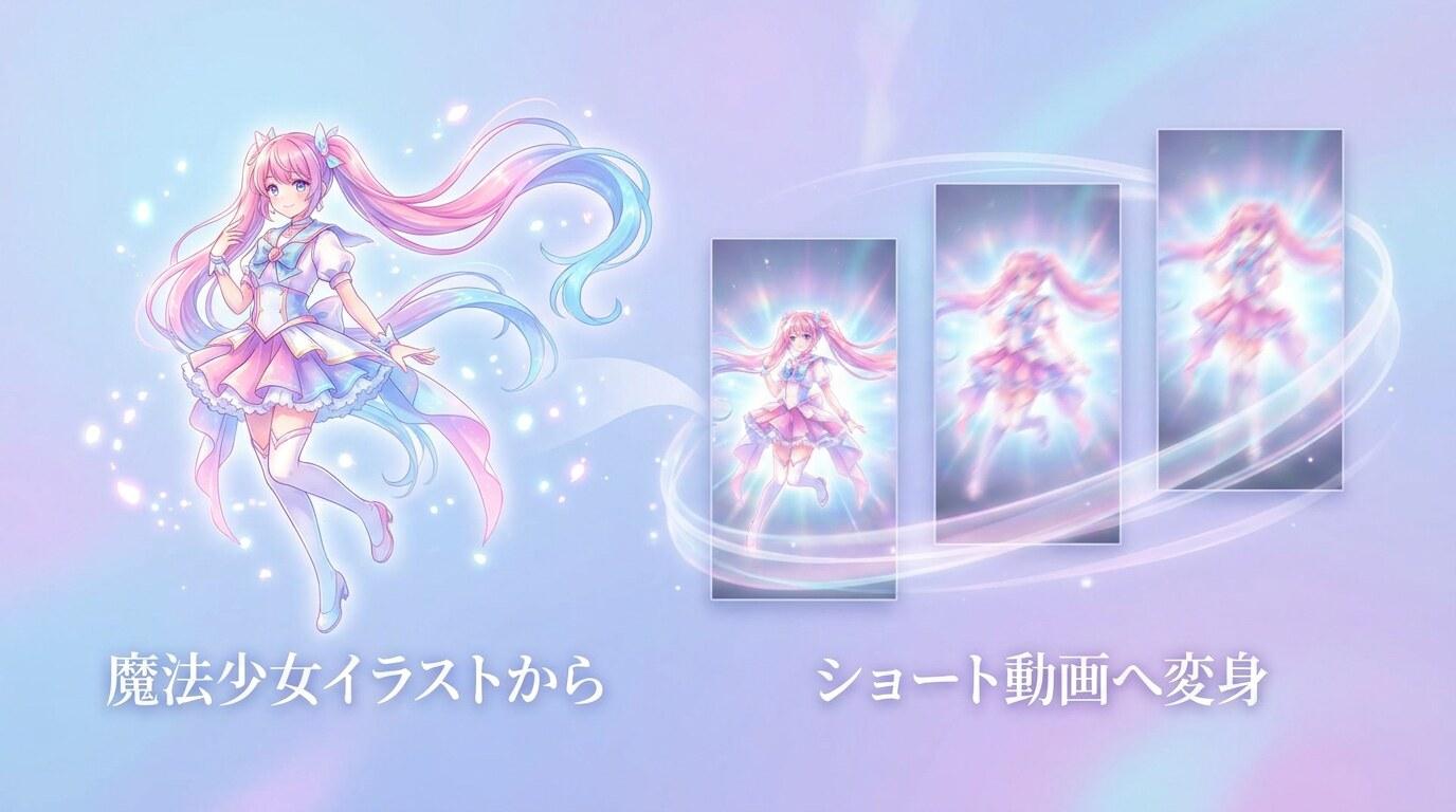 FilmoraのAI画像から動画生成で魔法少女イラストを動画化
