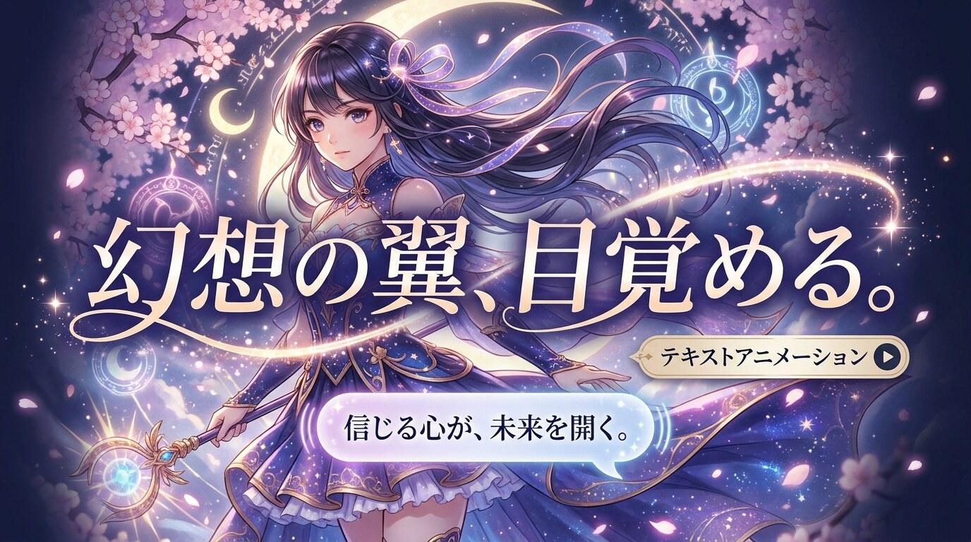Filmoraのテキストアニメーションで魔法少女イラストに文字演出を追加