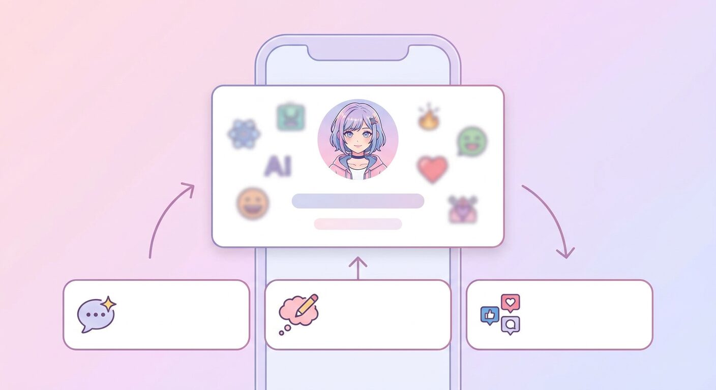 FilmoraのAIコピーライティングでMBTI紹介文を考えるイメージ