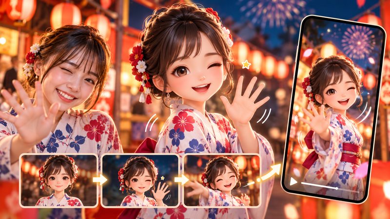 FilmoraのAI画像から動画生成でミー文字を活用