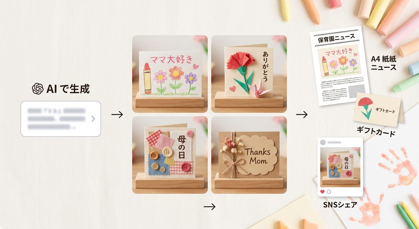 FilmoraのAI画像生成で母の日カード手作りのカード土台を作る