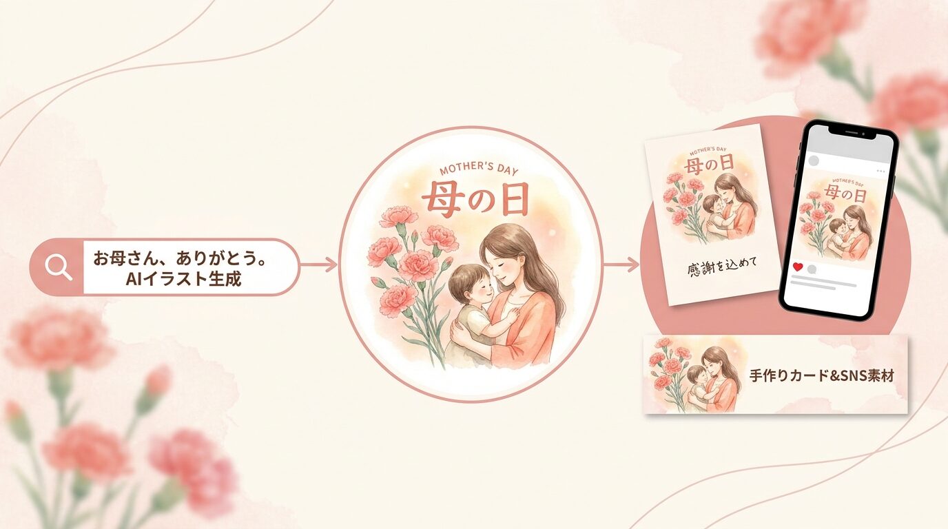 FilmoraのAI画像生成で母の日イラストを作る