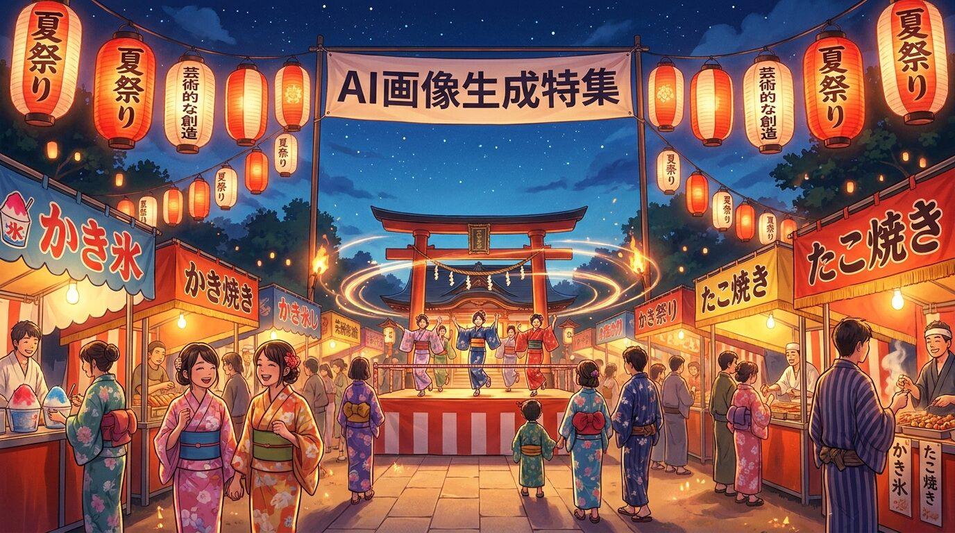 FilmoraのAI画像生成で夏祭りイラストを作成