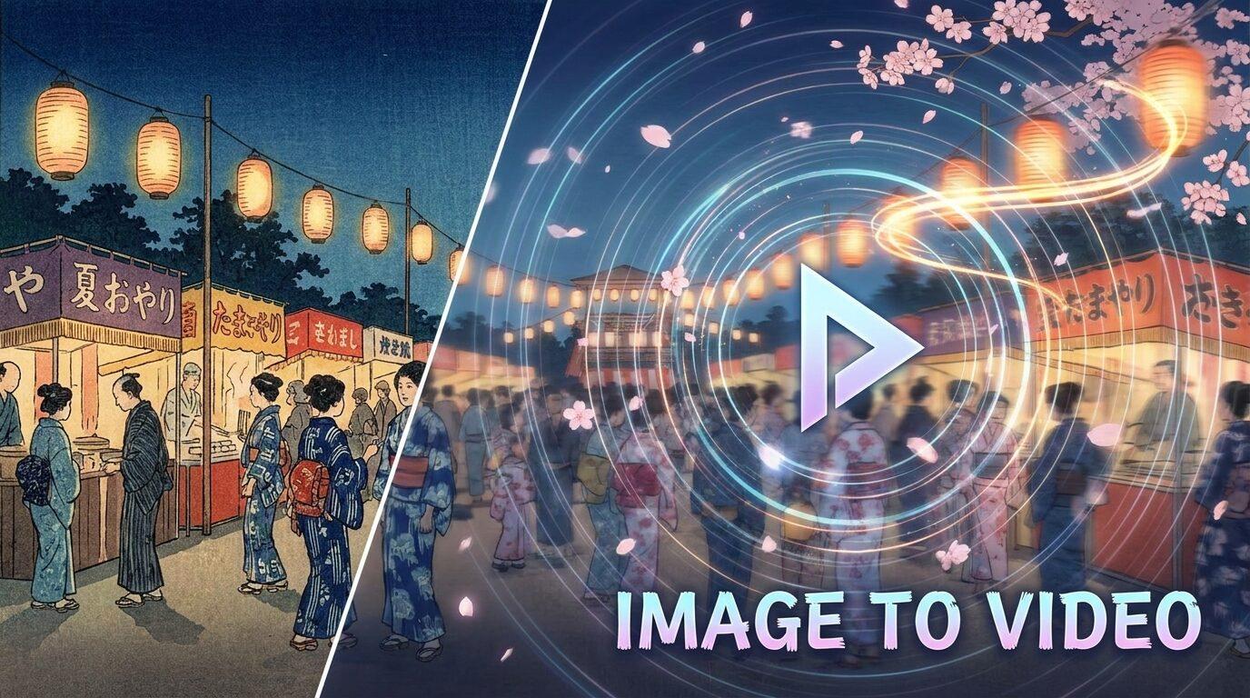 FilmoraのAI画像から動画生成で夏祭りイラストを動画化