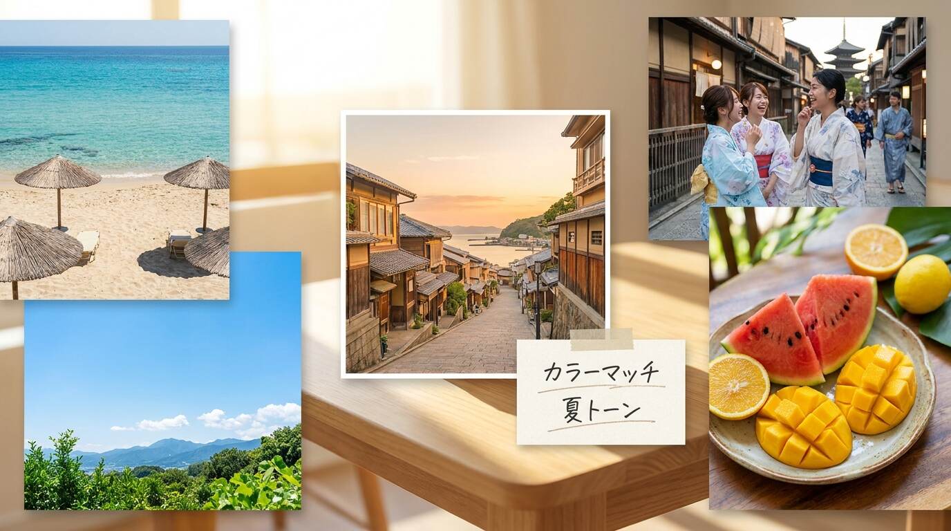 夏素材のトーンをそろえやすいAIカラーパレット