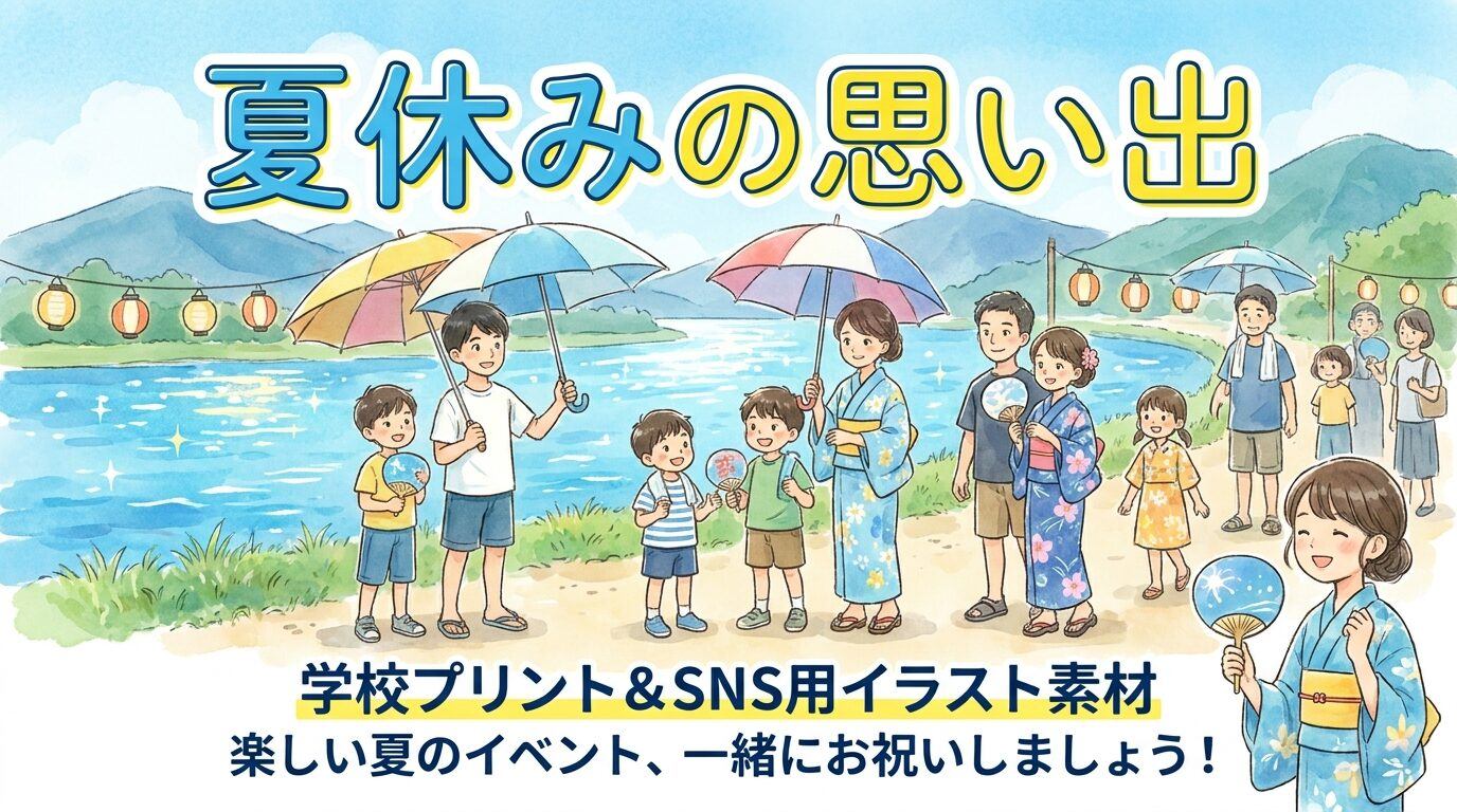 Filmoraのテキスト挿入で夏休みイラストに日本語タイトルを追加