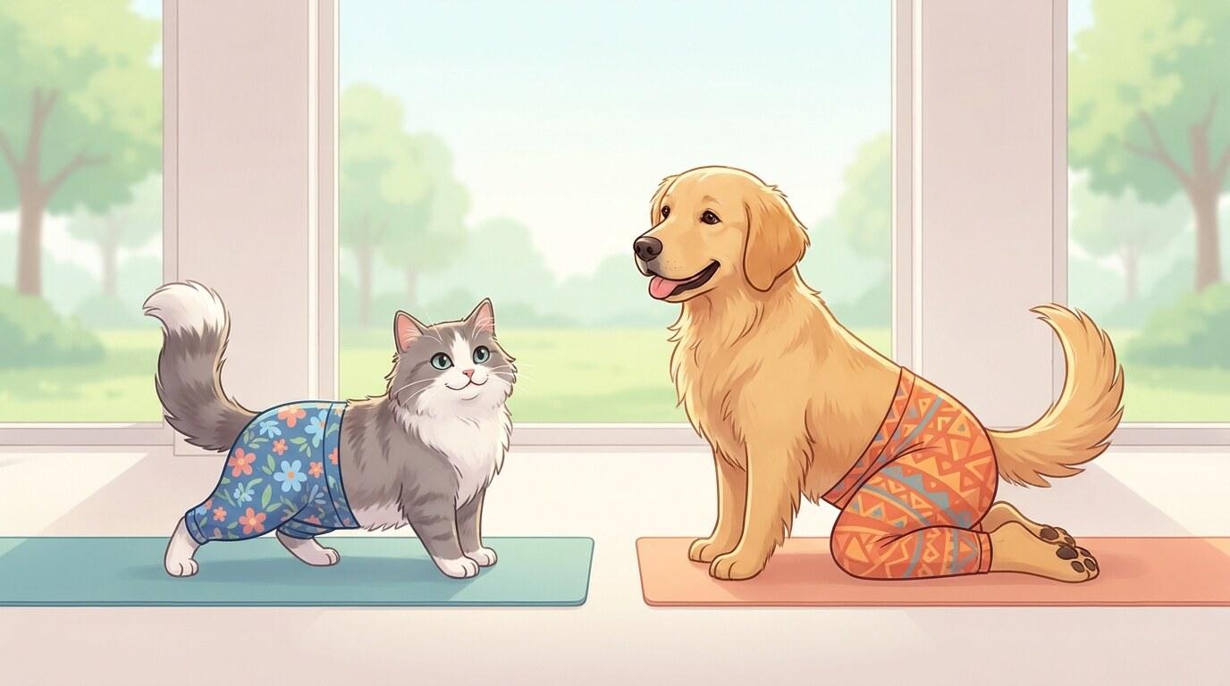 FilmoraのAI画像生成で猫や犬にヨガパンツ履かせる画像を作成