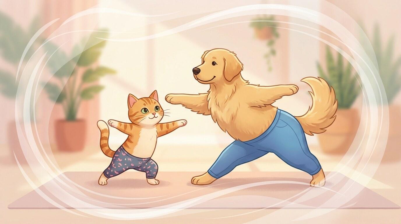 FilmoraのAI動画生成で猫や犬にヨガパンツ履かせる動画を作成