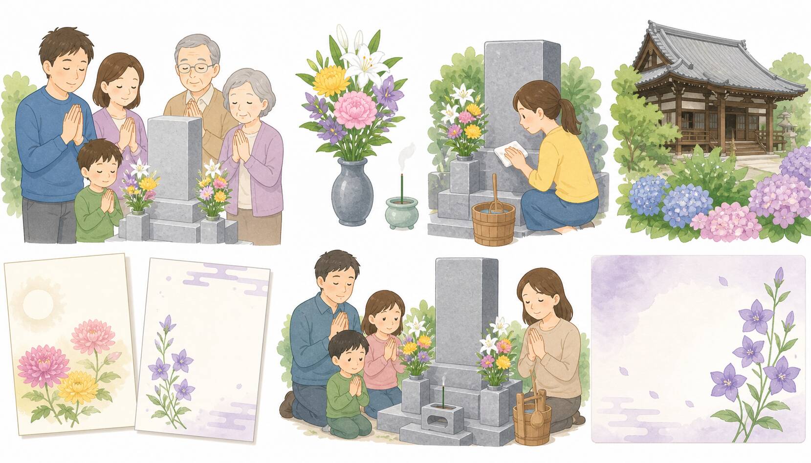 FilmoraでGPT Image 2を使ってお墓参りイラスト素材を作るイメージ