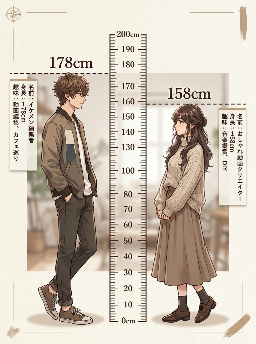 雑誌風身長差比較