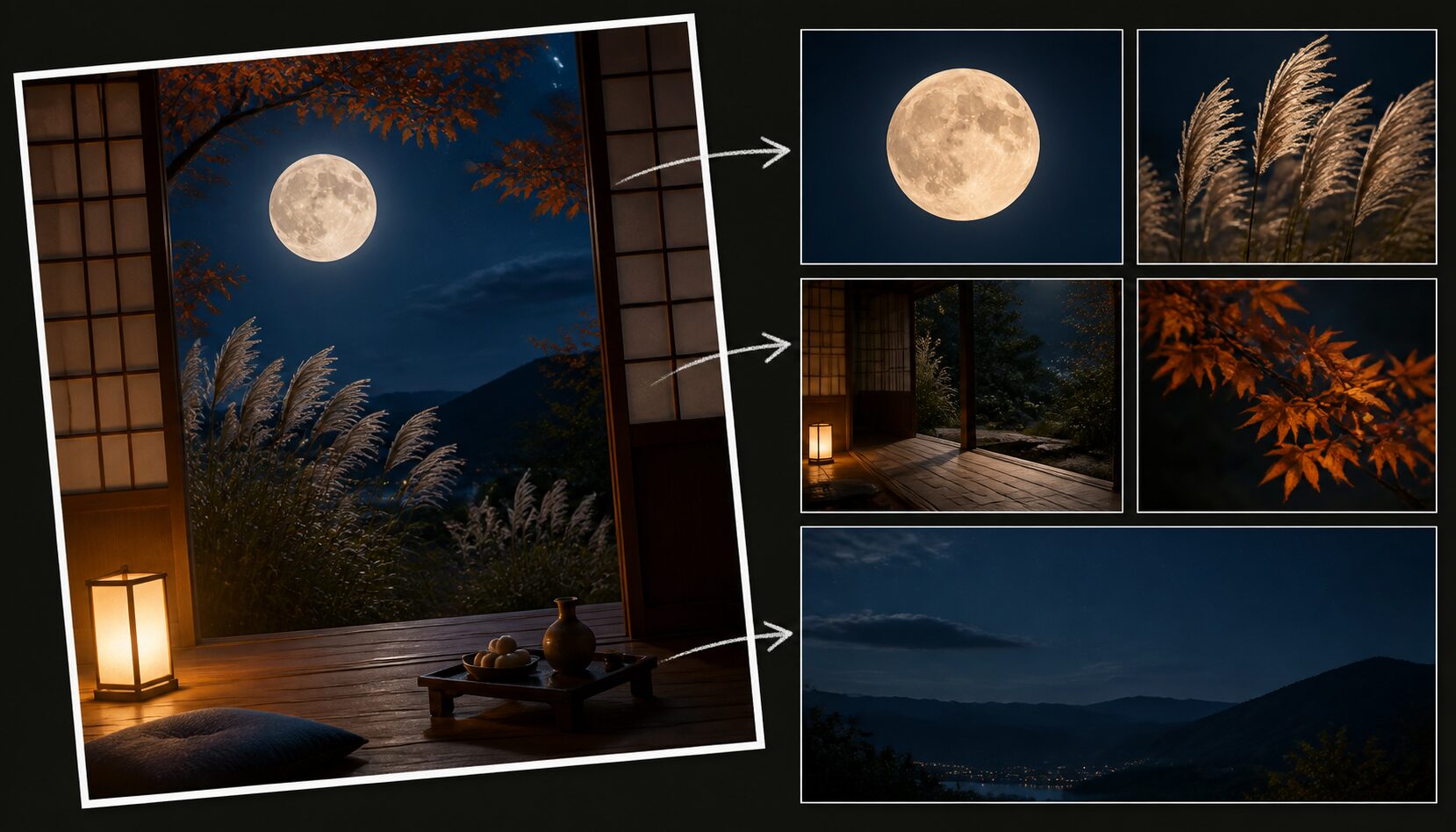 FilmoraのAI画像からプロンプト生成でお月見イラストを活用するイメージ