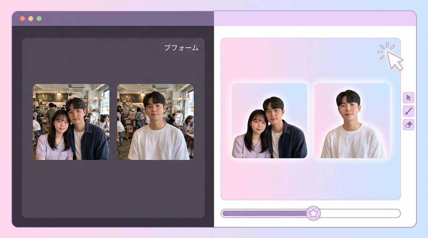 Filmoraでペア画の背景調整と切り抜き編集