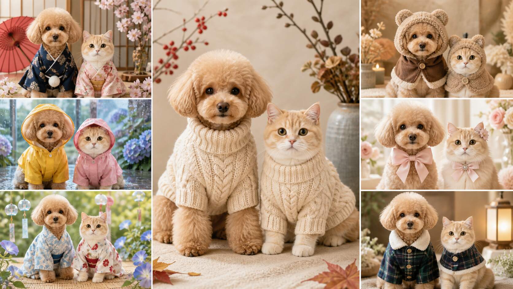 GPT Image 2でペット着せ替えパターンを出し分けるイメージ