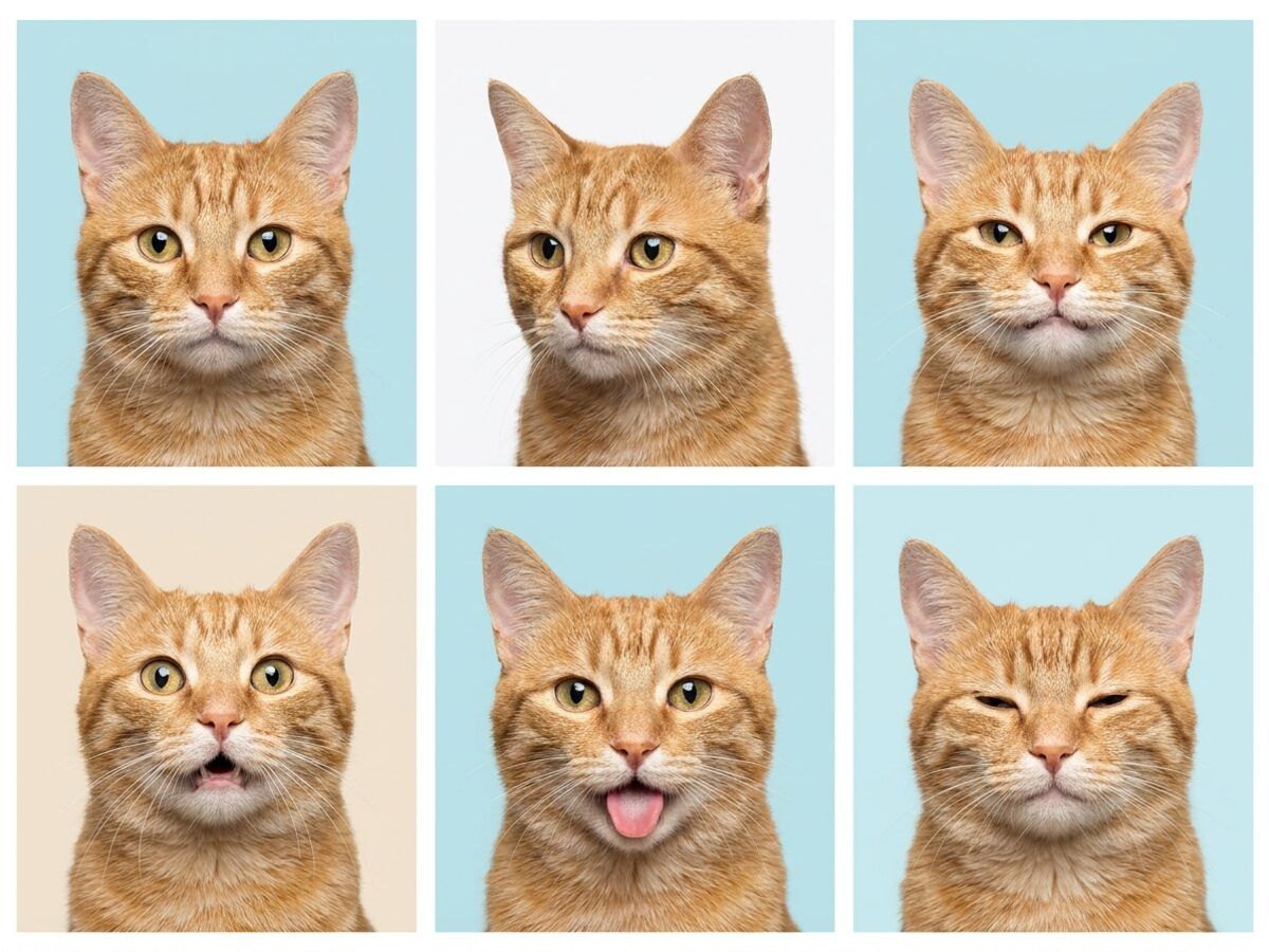 淡色背景でかわいく作る猫のペット証明写真AI作例