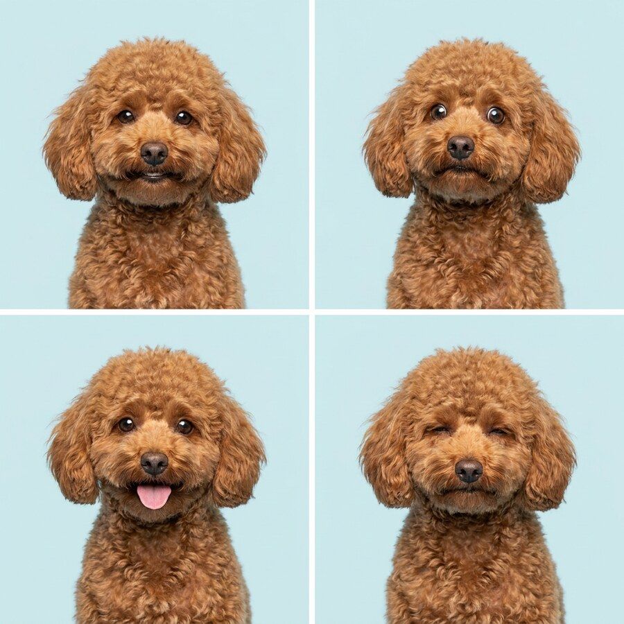 複数表情で作る犬猫のペットプロフィール写真AI作例