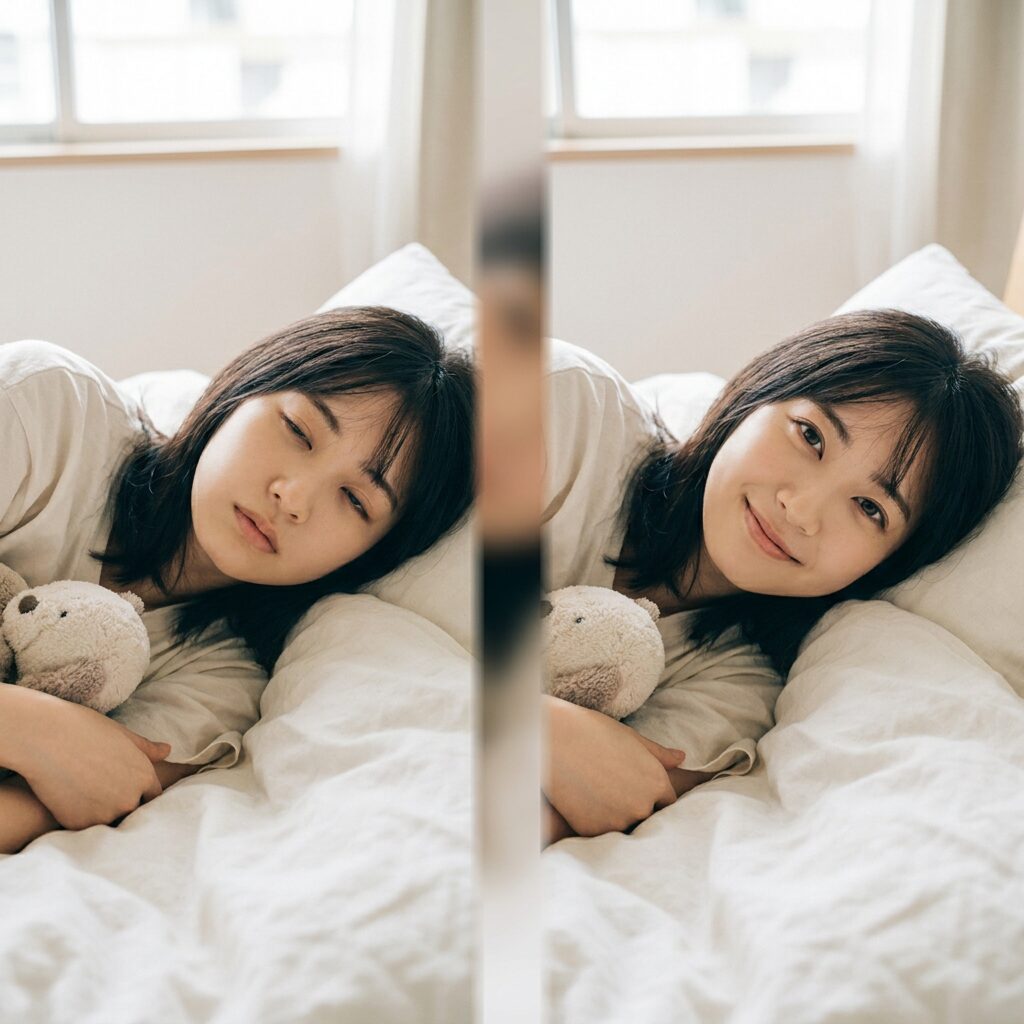 プロフィール写真の開き目補正例