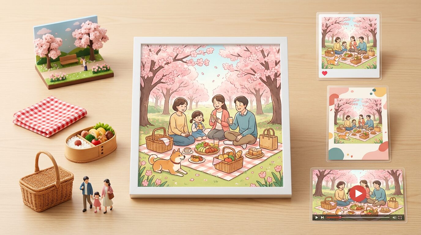 FilmoraのAI画像生成でピクニックイラストを作成