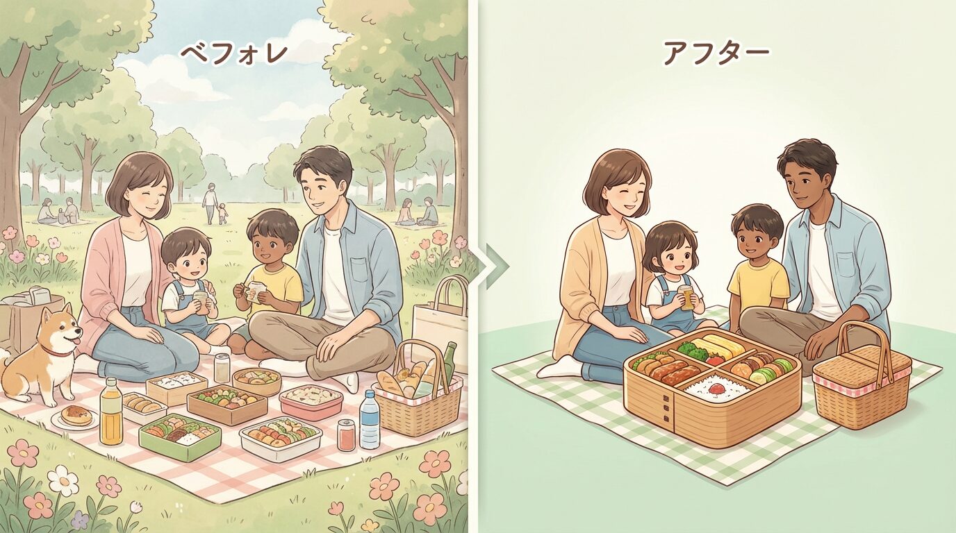 Filmoraでピクニックイラストの主役を整理する